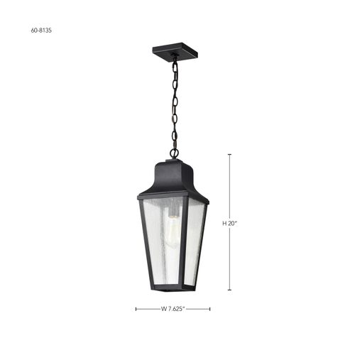 Main product image of Lawrence 1 Light Hanging Lantern Matte Black w/ Clear Seeded Glass