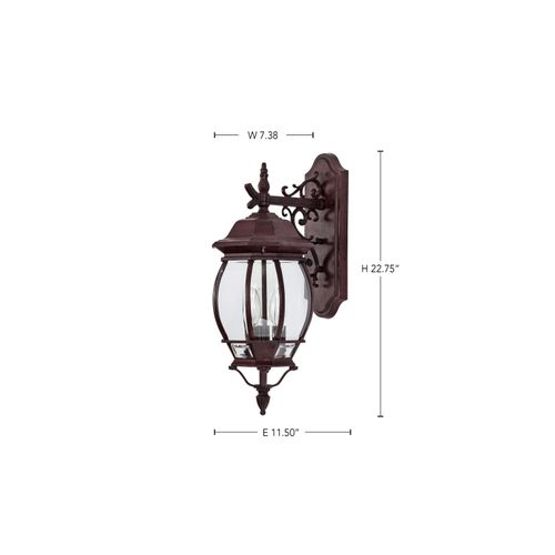Main product image of Central Park 3 Light 22" Wall Lantern w/ Clear Beveled Glass
