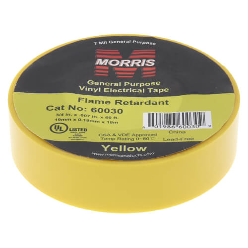 Main product image of 3/4" x 60' General Purpose Vinyl Electrical Tape, 7mm (Yellow)