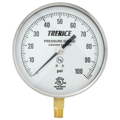 Main product image of 600CB, 4-1/2" Pressure Gauge with Lower Mount (0-100 PSI)