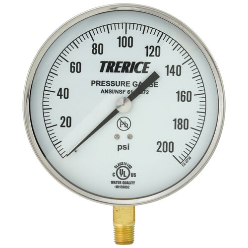 Main product image of 600CB, 4-1/2" Pressure Gauge with Lower Mount (0-200 PSI)