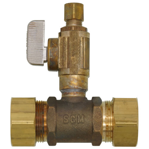 Full Slip Valve Tee 7/8" O.D. Comp x 1/4" O.D. Comp