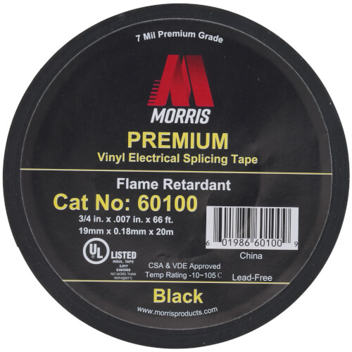Main product image of 3/4" x 66' Commercial Grade Vinyl Electrical Tape, 7mm (Black)