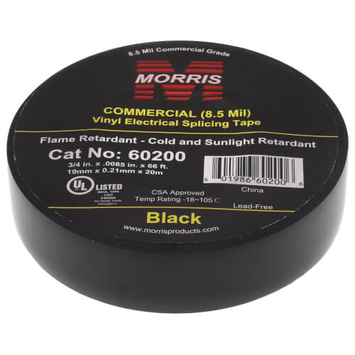 Main product image of 3/4" x 66' Commercial Grade Vinyl Electrical Tape, 8.5mm (Black)