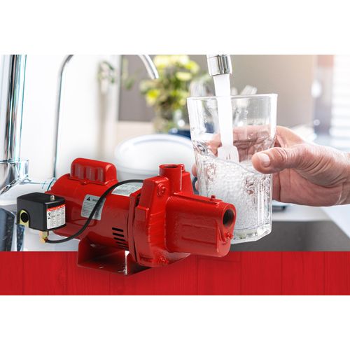 Main product image of RJS-100-PREM 1 HP, 23 GPM, 115/230V, Premium Cast Iron Shallow Well Jet Pump (Red)