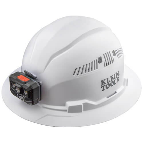 Main product image of Full-Brim Vented Hard Hat w/ Rechargeable Headlamp, Type 1 Class C (White)