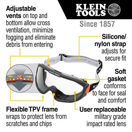 Main product image of Clear Replacement Lens for Safety Goggles, Anti-Fog, Anti-Scratch