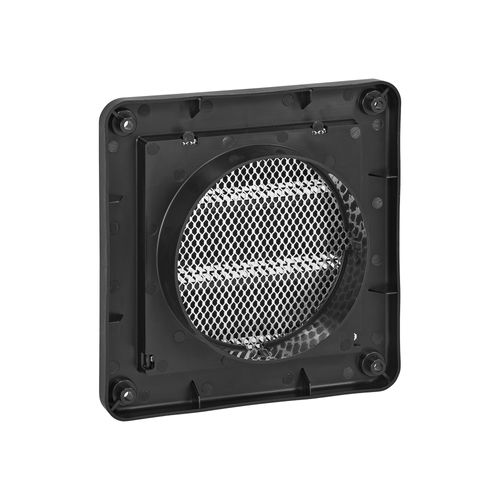 Main product image of 4" Black Plastic Fresh Air Intake Vent w/ Metal Bug Screen & Rain Guard, 1" Collar