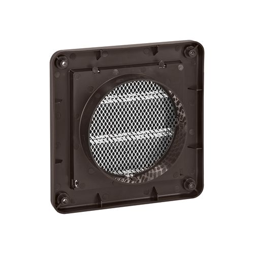 Main product image of 4" Brown Plastic Fresh Air Intake Vent w/ Metal Bug Screen & Rain Guard, 1" Collar