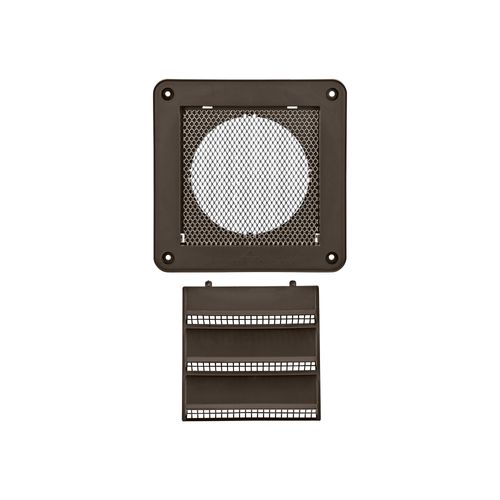 Main product image of 4" Brown Plastic Fresh Air Intake Vent w/ Metal Bug Screen & Rain Guard, 1" Collar