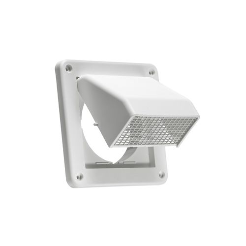 Main product image of 4" White Hood Style Plastic Fresh Air Intake Vent w/ Removable Screen