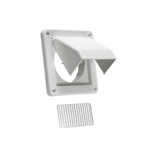 Main product image of 4" White Hood Style Plastic Fresh Air Intake Vent w/ Removable Screen