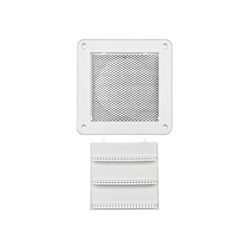 Main product image of 4" White Plastic Fresh Air Intake Vent w/ Metal Bug Screen & Rain Guard, 1" Collar