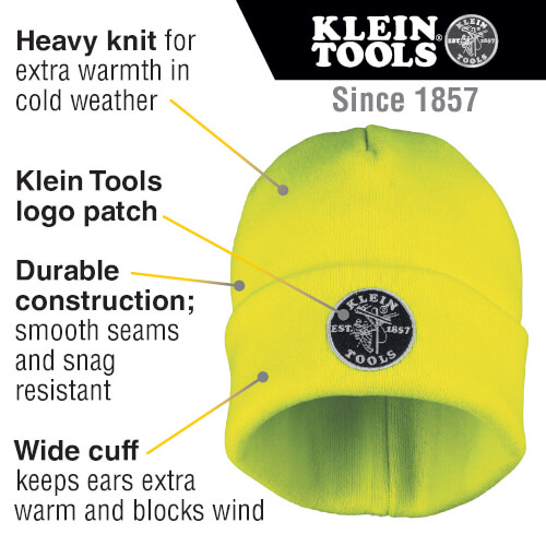 Main product image of Heavy Knit Hat, High-Visibility, Patch Logo (Yellow)
