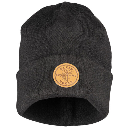 60569 - Klein Tools 60569 - Heavy Knit Hat, Leather Logo (Black)