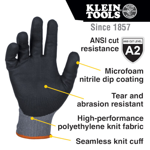 Main product image of Cut Level A2 Knit Dipped Work Gloves (Large, 2 Pairs)