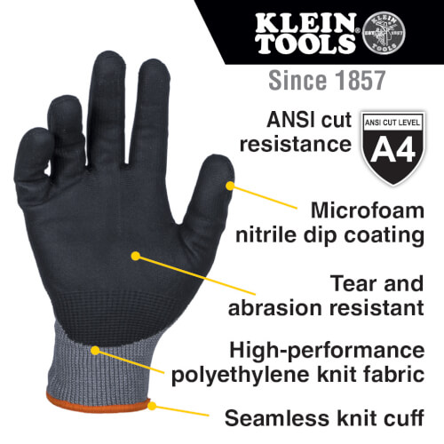 Main product image of Cut Level A4 Knit Dipped Gloves, Touchscreen Capable (Large, 2 Pairs)