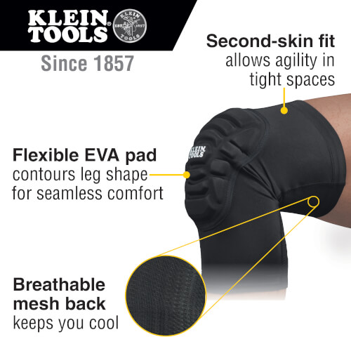 60592 Klein Tools 60592 Lightweight Knee Pad Sleeves, (L/XL)