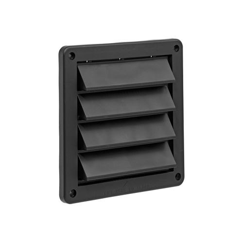 Main product image of 6" Black Plastic Fresh Air Intake Vent w/ Rain Guard, 1" Collar