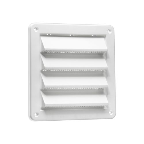 Main product image of 6" White Plastic Fresh Air Intake Vent w/ Metal Bug Screen & Rain Guard, 1" Collar