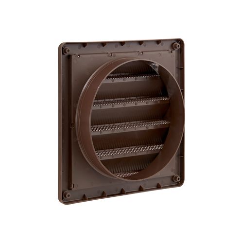 Main product image of 8" Brown Plastic Fresh Air Intake Vent w/ Rain Guard, 1" Collar