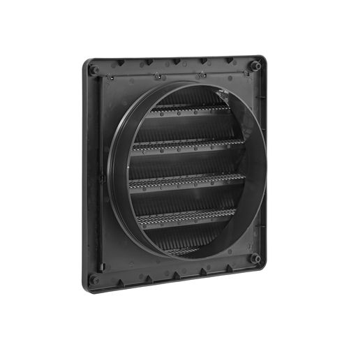 Main product image of 8" Black Plastic Fresh Air Intake Vent w/ Rain Guard, 1" Collar