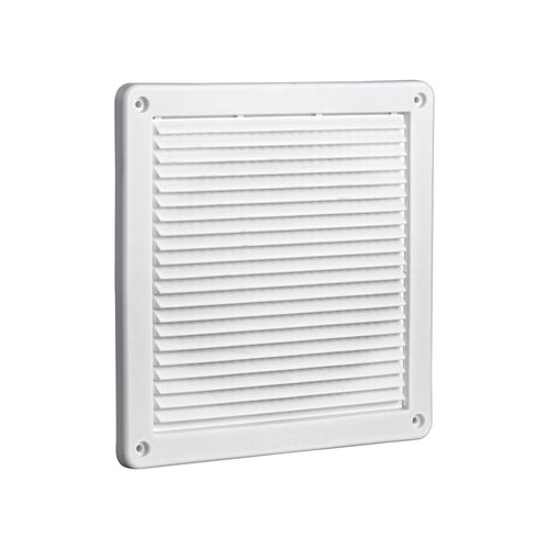 Main product image of 8" White Mini Louvered Plastic Fresh Air Intake Vent, Flush Mount