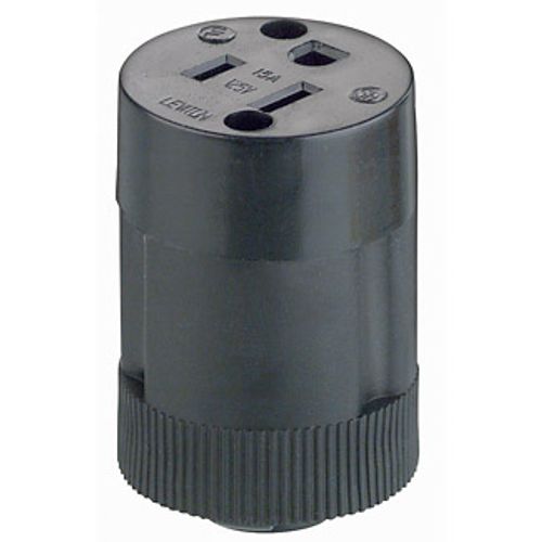 Main product image of 15A, 125V NEMA 5-15r, 2-pole, 3-wire, Connector, Straight Blade, Residential Grade, Grounding (Black)