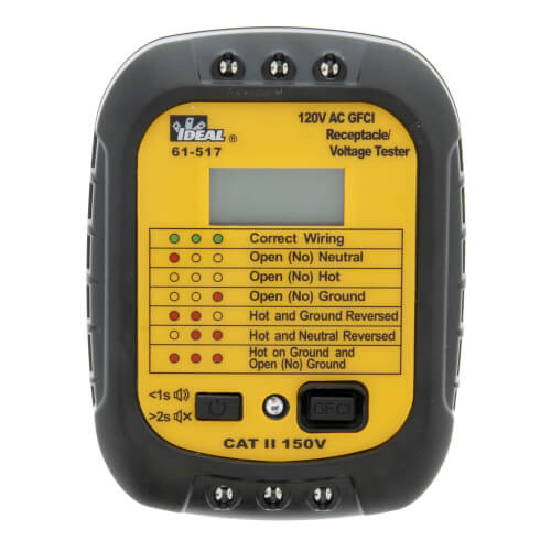 GFCI Receptacle/Voltage Tester, 120V AC