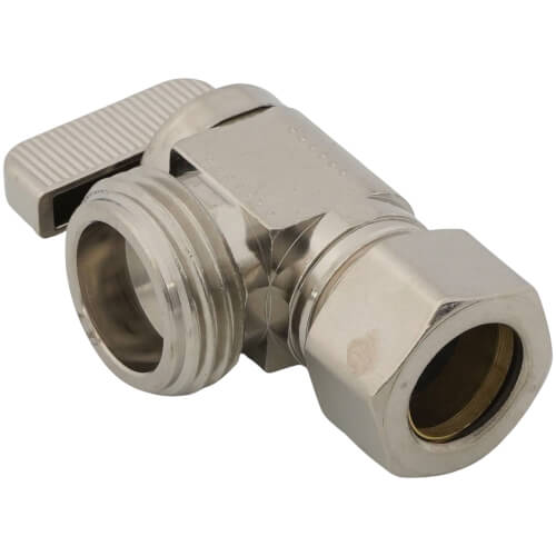 Main product image of 5/8" OD Comp (1/2 Nom. Pipe) x Male Hose, Angle Hose & Boiler Drain, Lead Free (Chrome Plated)