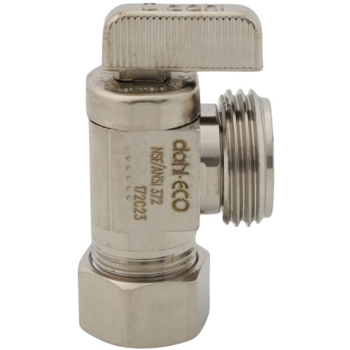 Main product image of 5/8" OD Comp (1/2 Nom. Pipe) x Male Hose, Angle Hose & Boiler Drain, Lead Free (Chrome Plated)