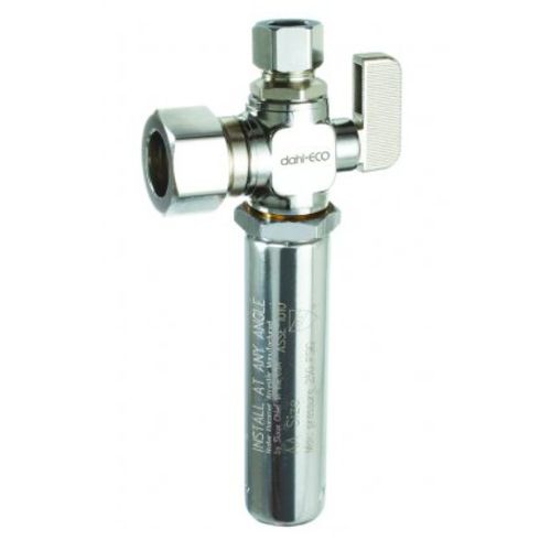 Main product image of 5/8" OD Comp (1/2" Nom) x 3/8" OD Comp Angle Stop w/ Water Hammer Arrester, Lead Free (Chrome Plated)