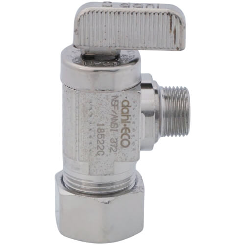 Main product image of 1/2" Nom Comp (5/8" OD) x 3/8" OD Comp Angle Supply Stop, Lead Free (Chrome Plated)