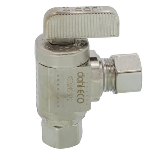 3/8" OD Fem. Comp x 3/8" OD Comp Angle Mini Ball Stop Valve, Lead Free (Chrome)