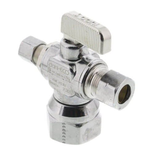 1/2" FIP x  3/8" OD Comp x 1/4" OD Comp Dual Outlet Valve, Lead Free (Chrome Plated)