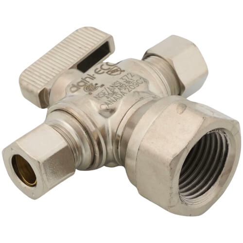 Main product image of 1/2" FIP x  3/8" OD Comp x 3/8" OD Comp Dual Outlet Valve, Lead Free (Chrome Plated)
