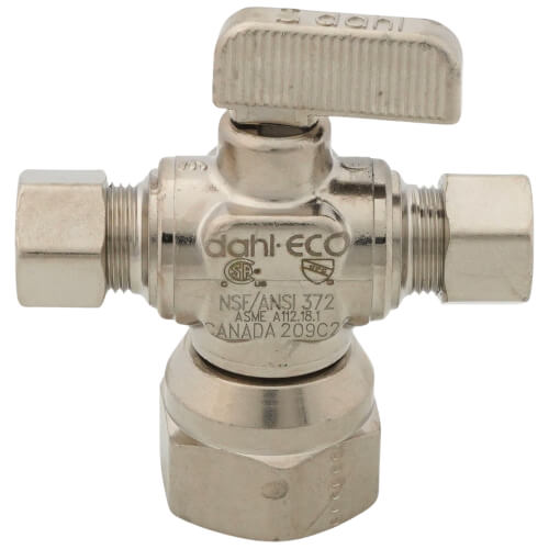 Main product image of 1/2" FIP x  3/8" OD Comp x 3/8" OD Comp Dual Outlet Valve, Lead Free (Chrome Plated)