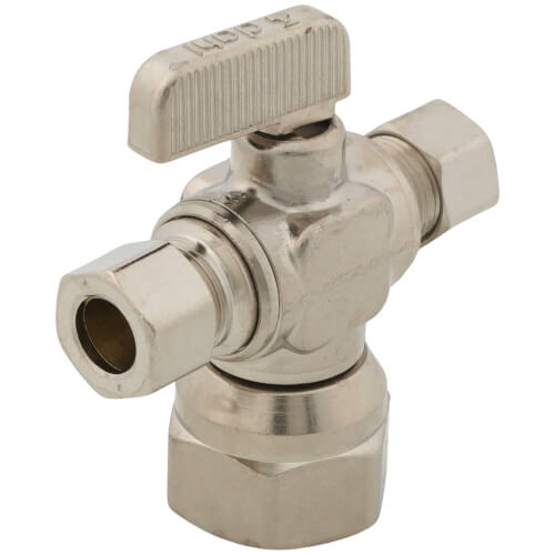 Main product image of 1/2" FIP x  3/8" OD Comp x 3/8" OD Comp Dual Outlet Valve, Lead Free (Chrome Plated)