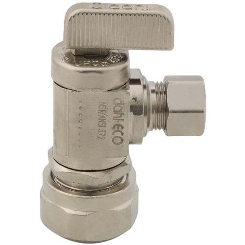 Main product image of 1/2" Pex Compression (5/8" OD) x 3/8" OD Compression Angle Stop Valve, Lead Free (Chrome Plated)