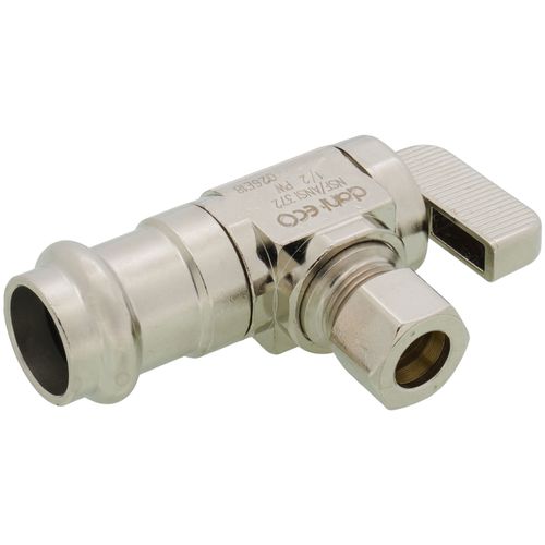 Main product image of 1/2" Female Press x 3/8" OD Comp Angle Supply Stop, Lead Free (Chrome Plated Brass)