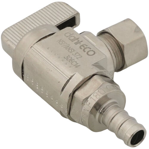 Main product image of 3/8" Pex Crimp x 3/8" OD Compression Angle Stop Valve, Lead Free (Chrome Plated Brass)