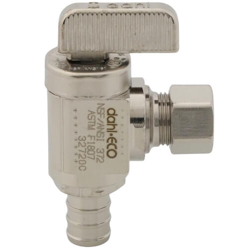 Main product image of 1/2" Pex Crimp x 3/8" OD Compression Angle Stop Valve, Lead Free (Chrome Plated Brass)