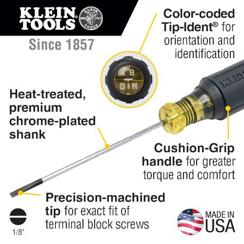 1/8" x 4" Cabinet Tipped Terminal Block Screwdriver
