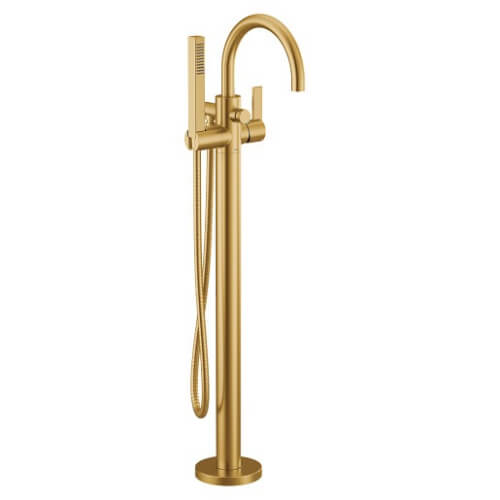 Main product image of Cia Single Handle Floor Mounted Tub Filler w/ Hand Shower (Brushed Gold), 615BG