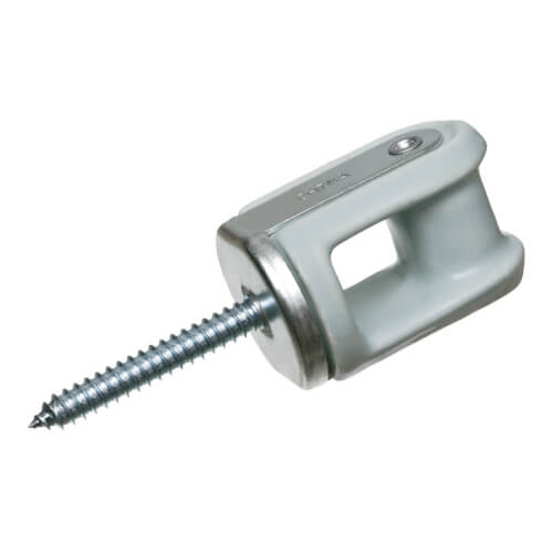 Main product image of Porcelain Wire Holder w/ Riveted Screw Through Head. Screw Size - 3/8" x 2-1/2" Lag Screw