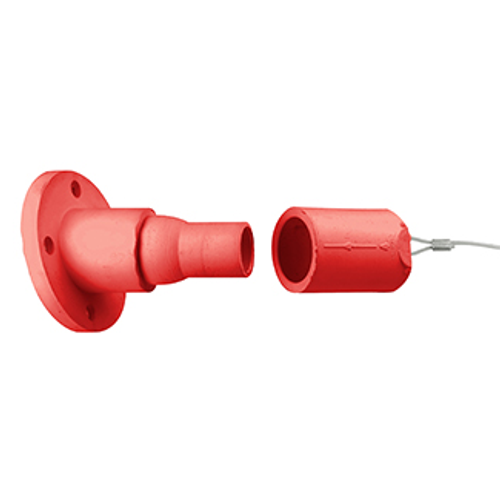 Main product image of 22 Series Ball Nose In-Line Threaded Female Panel Receptacle, 15-Degree, Cam-Type, Cable Range 250-750MCM, 690Amp RED, includes protective cap