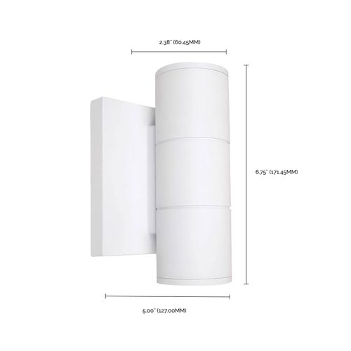 Main product image of 2 Light LED Small Up and Down Sconce Fixture White Finish 10W 120/277V
