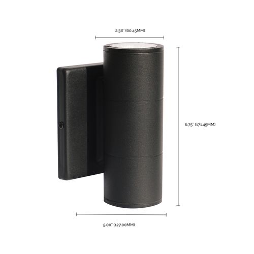Main product image of 2 Light LED Small Up and Down Sconce Fixture Black Finish 10W 120/277V