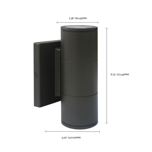 Main product image of 2 Light LED Small Up and Down Sconce Fixture Bronze Finish 10W 120/277V