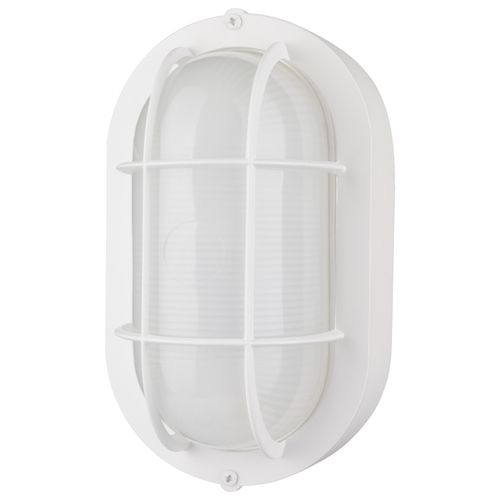 Main product image of LED Small Oval Bulk Head Fixture White Finish w/ White Glass